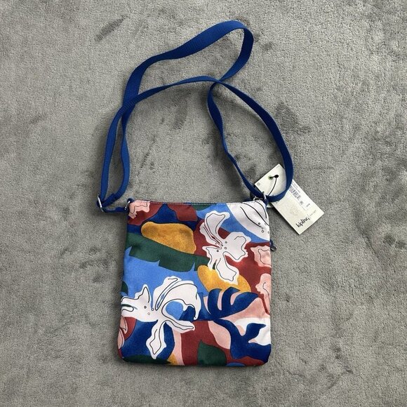 Kipling Women's Keiko Travel Shoulder Crossbody Bag Blue Botanical Abstract - Picture 14 of 15